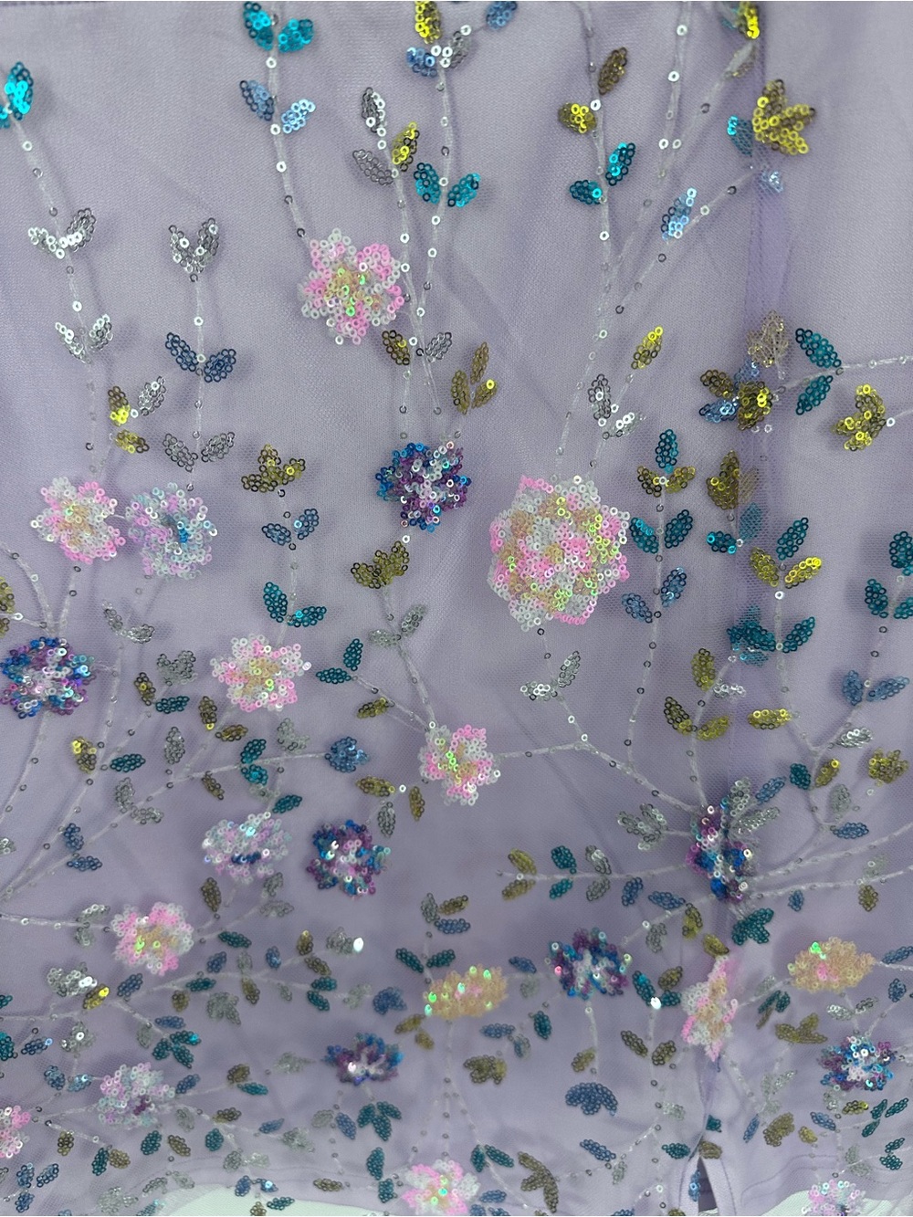 Lulu’s Lavender Floral Sequin Mesh Mini Dress - Picture 6 of 7